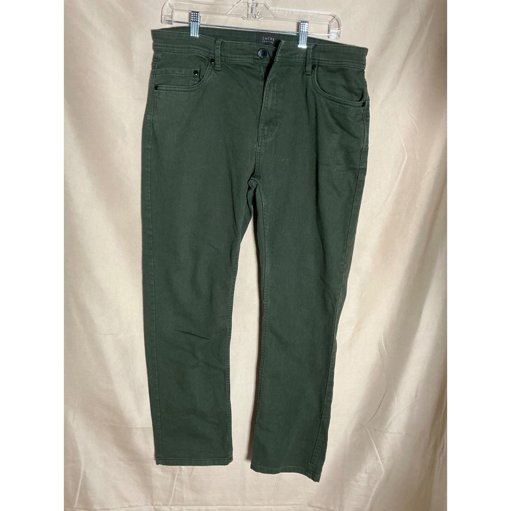 Jachs New York Straight Leg Pants Mens 36x30 Green Excellent 5-Pocket Twill